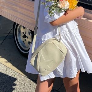 golden goose cream camera bag